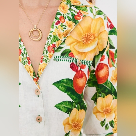 Farm Rio Linen Romper - Picture 2 of 8